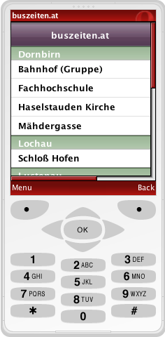 Startbildschirm (© Opera Mini 4.2 Simulator)