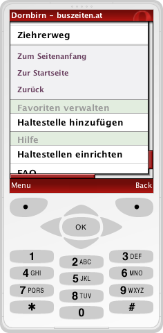 Einfache Navigation (© Opera Mini 4.2 Simulator)